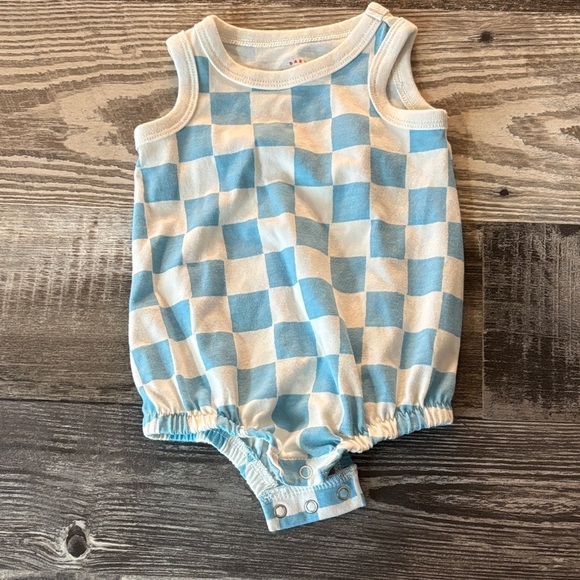 Cat & Jack Other - Blue and White Checkered Baby boy bubble Romper